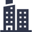 A green background with a building icon.