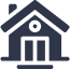 A geo-friendly house icon on a white background.